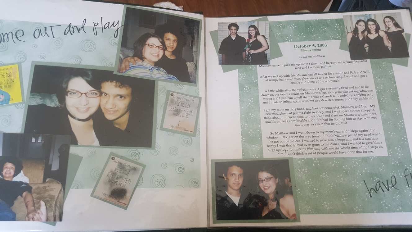 Scrapbook page with photos from Homecoming